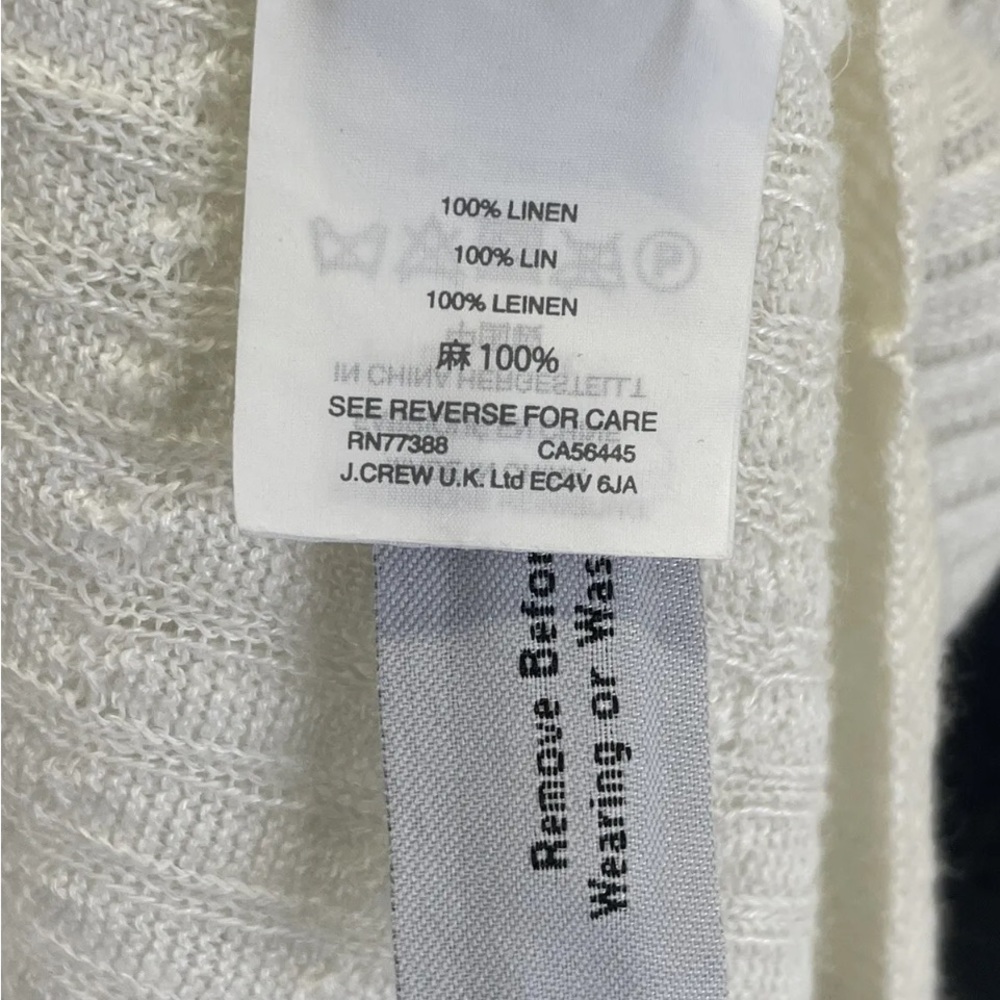 J Crew 100% Linen Cable Knit Womens Sz Medium‎ Cream Color Sweater (Z34) NW/OTs - Picture 4 of 5